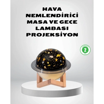 USB Projeksiyon Gece Lambası ve Hava Nemlendirici – Aromaterapi Destekli Taşınabilir Mini