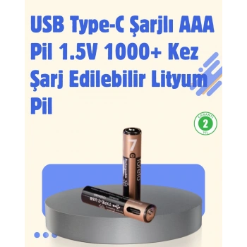 USB Type-C Şarjlı AAA Lityum Pil | 1.5V Sabit Voltaj 1000+ Şarj Döngüsü ile Uzun Ömür