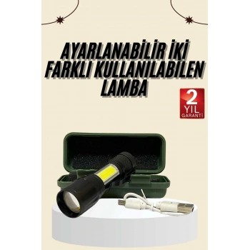 Uzun Menzilli Şarjlı El Feneri Uzun Ömürlü Led Işık Lamba