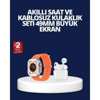 Watch 9 Max Akıllı Saat ve Kablosuz Kulaklık Seti 2 Kordonlu Sesli Görüşme Özellikli