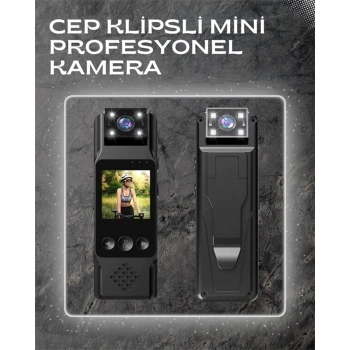 WiFi Destekli Mini Kamera – 180° Dönebilen Lens 1080P Video TFT Ekranlı