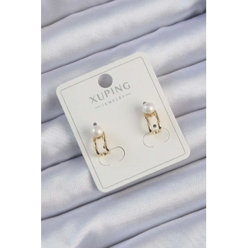 Xuping Gold Renk İnci Taşlı Halka Küpe 5886