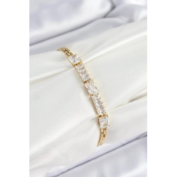 Xuping Pirinç Parçalı Su Yolu Model Gold Renk Kadın Bileklik 5886