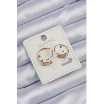 Xuping Rose Renk Zirkon Taşlı Su Yolu Küpe 5886
