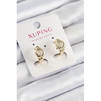 Xuping Zirkon Taşlı Kalp Model Gold Renk Kadın Küpe 5886