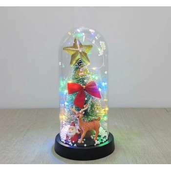 Yılbaşı Temalı Işıklı Dekoratif Cam Fanus - Model 5