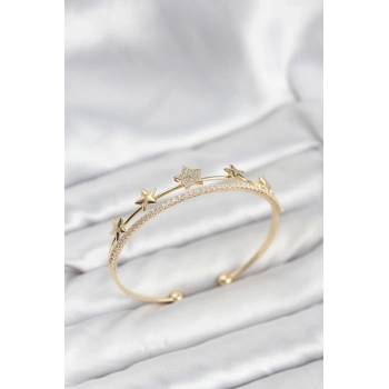 Yıldız Model Gold Renk Pirinç Kadın Bileklik 5886
