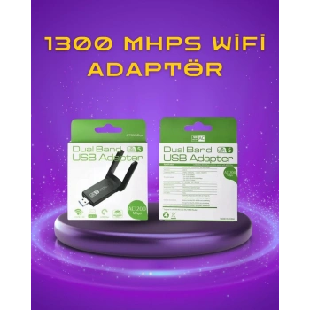 Yüksek Hızlı 1200 Mbps Çift Bant USB WiFi Adaptör – Güçlü Sinyal Geniş Uyumluluk