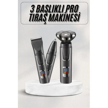 Yüksek Performanslı 3 Başlıklı Profesyonel Şarjlı Islak ve Kuru Kullanıma Uygun