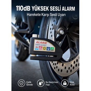 Yüksek Sesli 110dB Çelik Disk Kilidi Su Geçirmez Yeni Nesil
