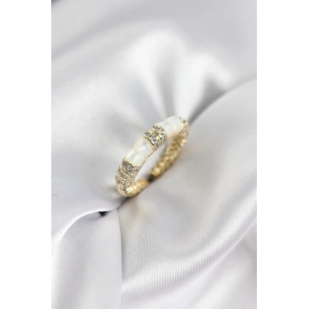 Zirkon Taşlı Kemik Model Gold Renk Kadın Yüzük 5886