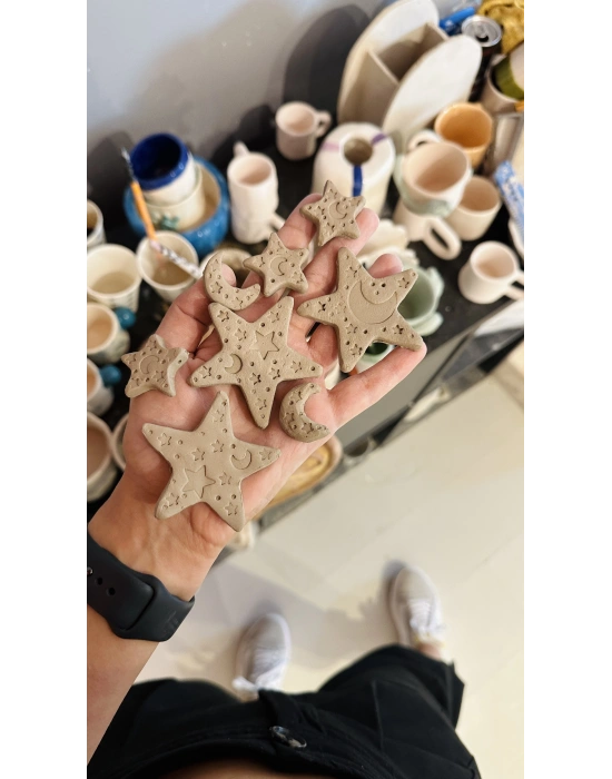 Seramik Ay ve Yıldız Kolye