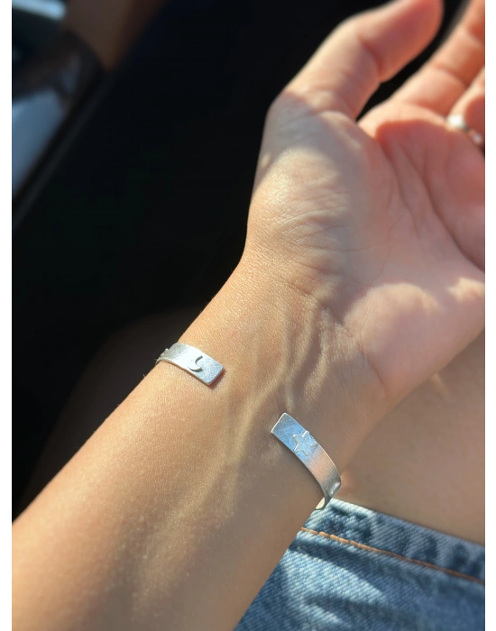 Sitrin ve Kuvars Taşlı Kelepçe Bileklik