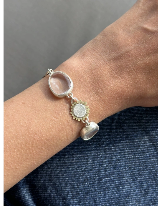 Kuvars Taşlı Sunflower Bileklik