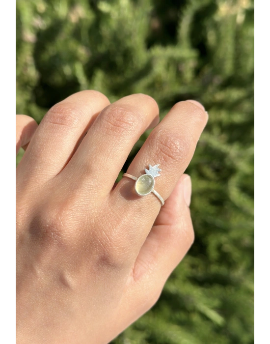 Yeşil Prehnite Taşlı Ananas Yüzük