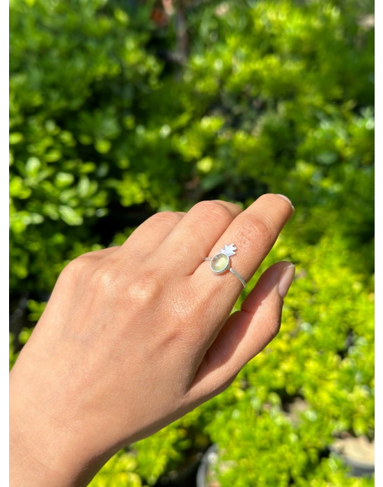 Yeşil Prehnite Taşlı Ananas Yüzük