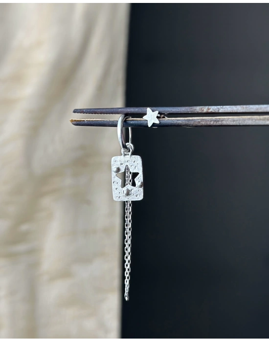 Zincirli Yıldız Halka Küpe ve Mini Yıldız küpe