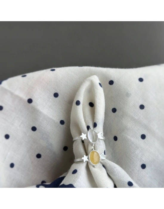 Sarı Kuvars Taşlı Yüzük