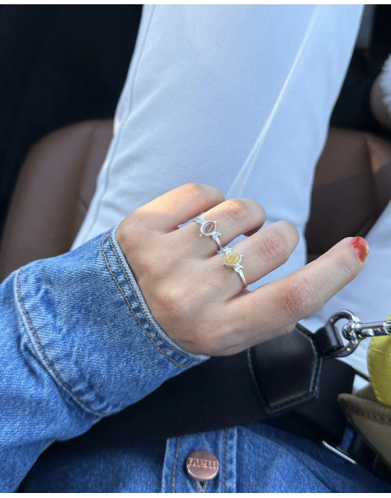 Sarı Kuvars Taşlı Yüzük