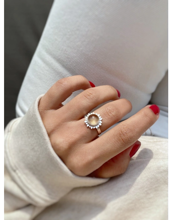 Sitrin Taşlı Sunflower Yüzük