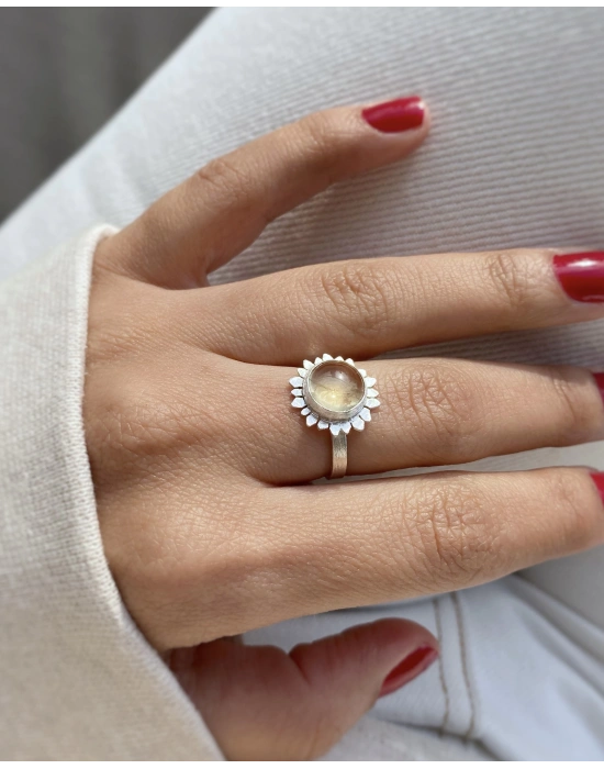 Sitrin Taşlı Sunflower Yüzük