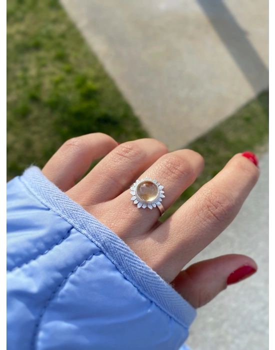 Sitrin Taşlı Sunflower Yüzük