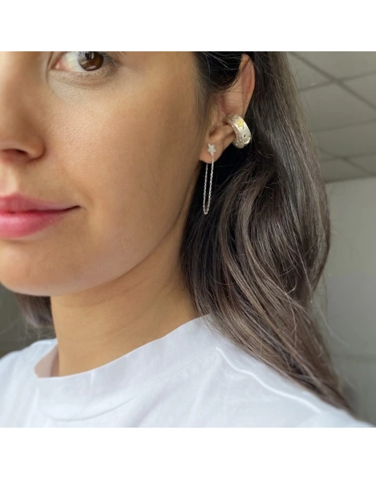 Büyük Earcuff ve Mini Yıldız Küpe Takımı