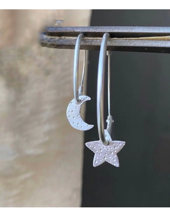 Ay Yıldız Halka Küpeler