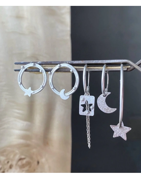 Ay Yıldız Halka Küpeler