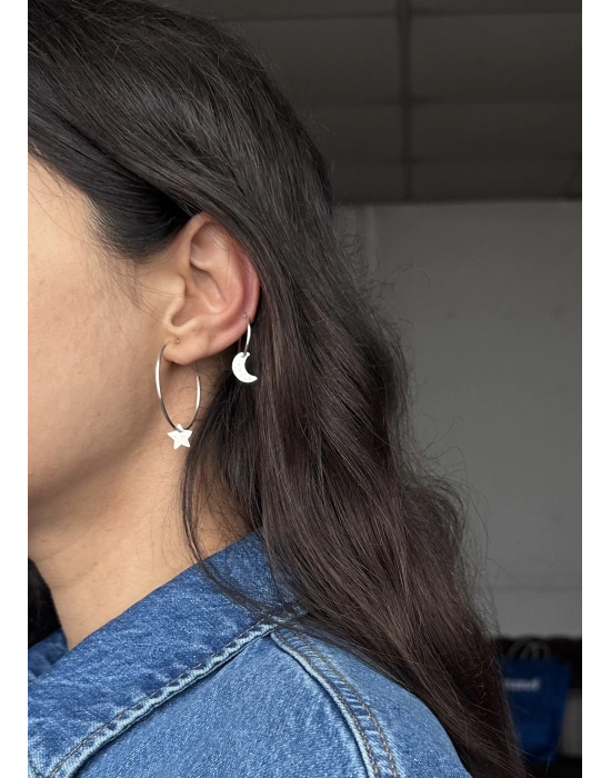 Ay Yıldız Halka Küpeler