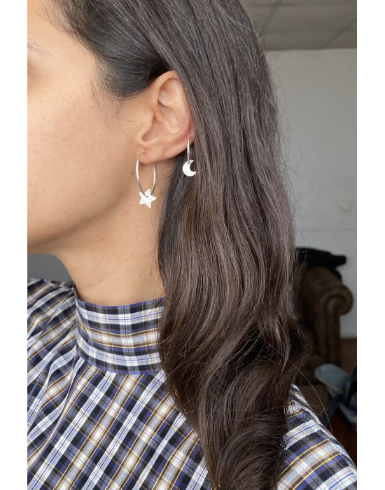 Ay Yıldız Halka Küpeler