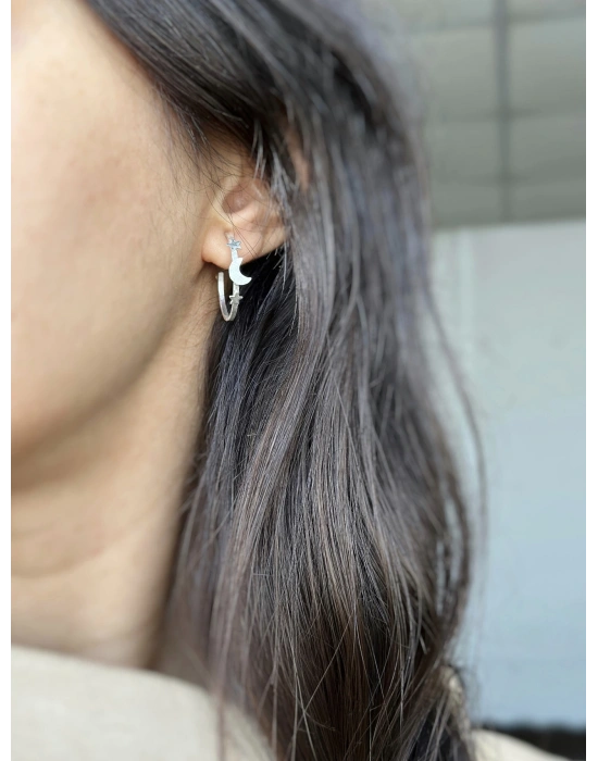 Ay ve Yıldız Çift Halka Küpe