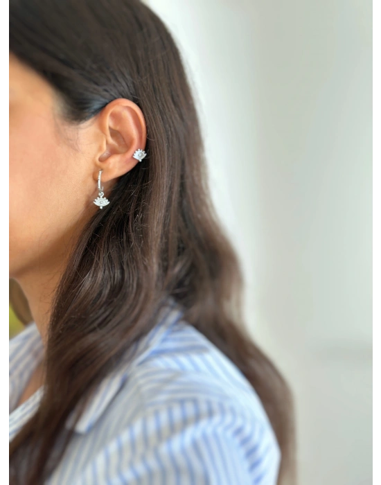 Evil Eye Çift Halkalı Küpe