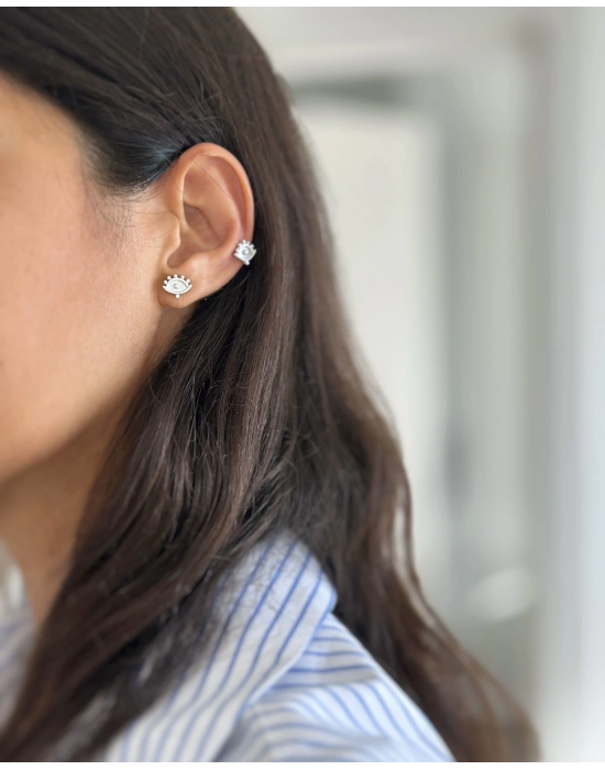 Evil Eye Küpeler, 2 adet pimli ve 1 adet halkalı küpe