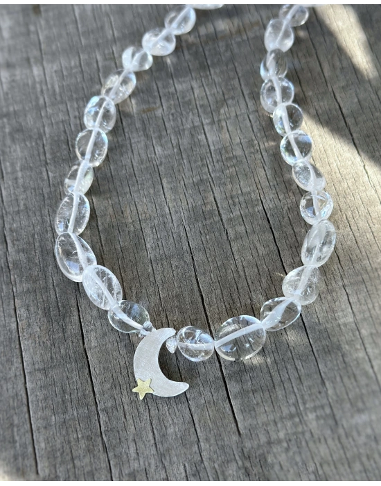 Kuvars Taşlı Ay Yıldızlı Kolye