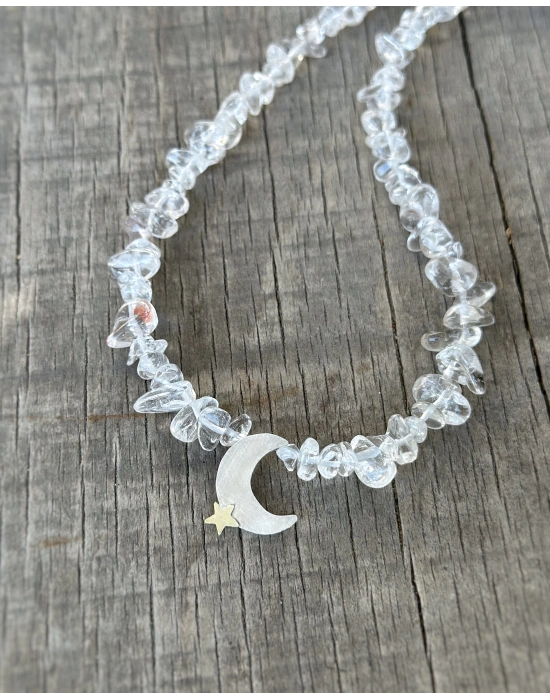 Kuvars Taşlı Ay Yıldız Kolye