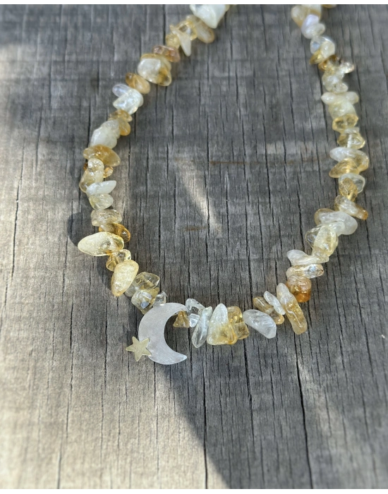 Sitrin Taşlı Ay Yıldız Kolye