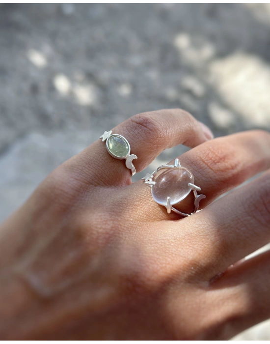 Yeşil Prehnite Taşlı Yüzük