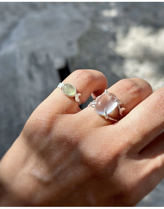 Yeşil Prehnite Taşlı Yüzük