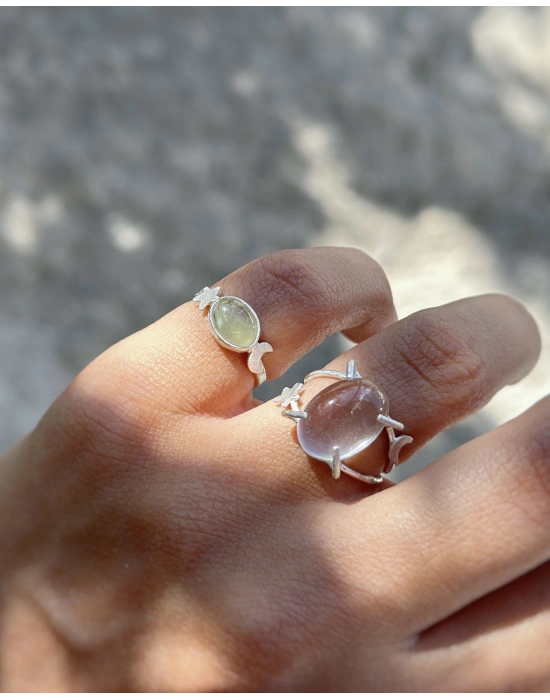 Yeşil Prehnite Taşlı Yüzük