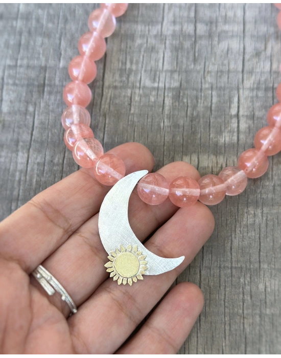 Rose Quartz Ay Güneş Kolye