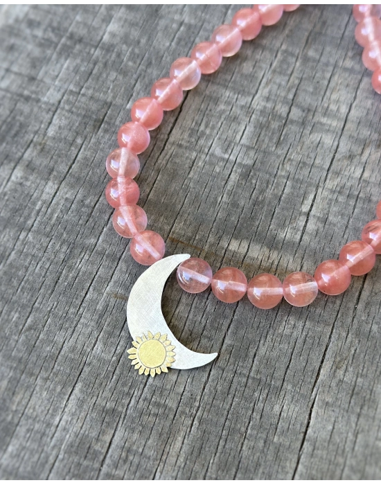 Rose Quartz Ay Güneş Kolye