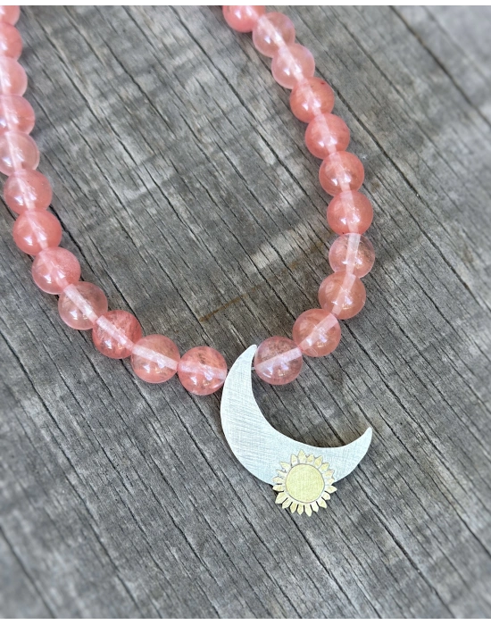 Rose Quartz Ay Güneş Kolye