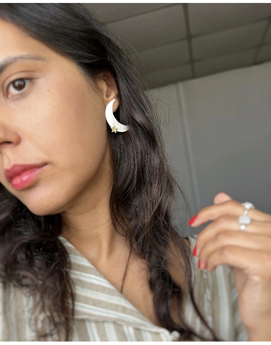 Tek Ay Yıldız Büyük Küpe