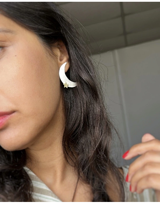 Tek Ay Yıldız Büyük Küpe