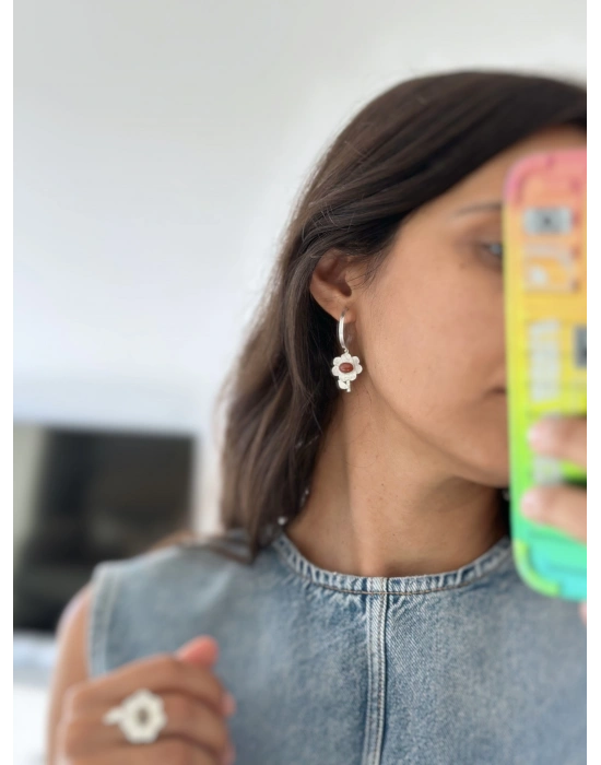 Flower Küpe, Kırmızı Akik