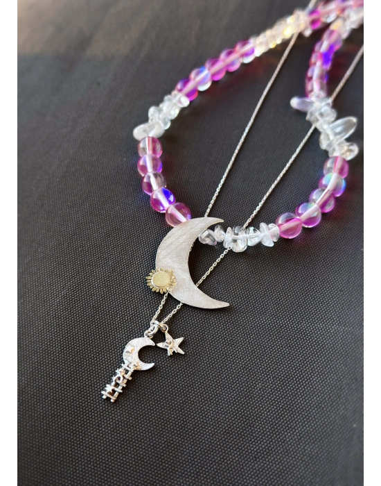 Merdivenli Ay Yıldız Kolye
