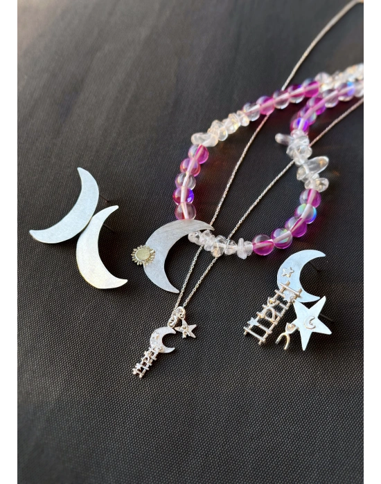 Merdivenli Ay Yıldız Kolye