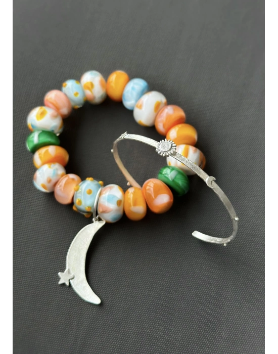 Ay Yıldızlı Murano Bileklik