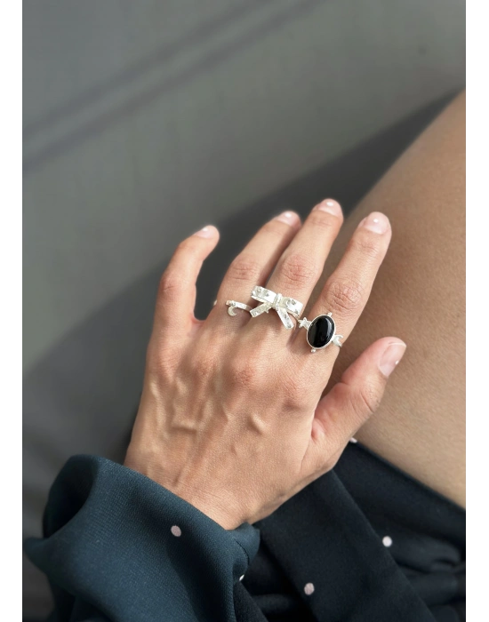 Ay Yıldızlı Kurdele Yüzük